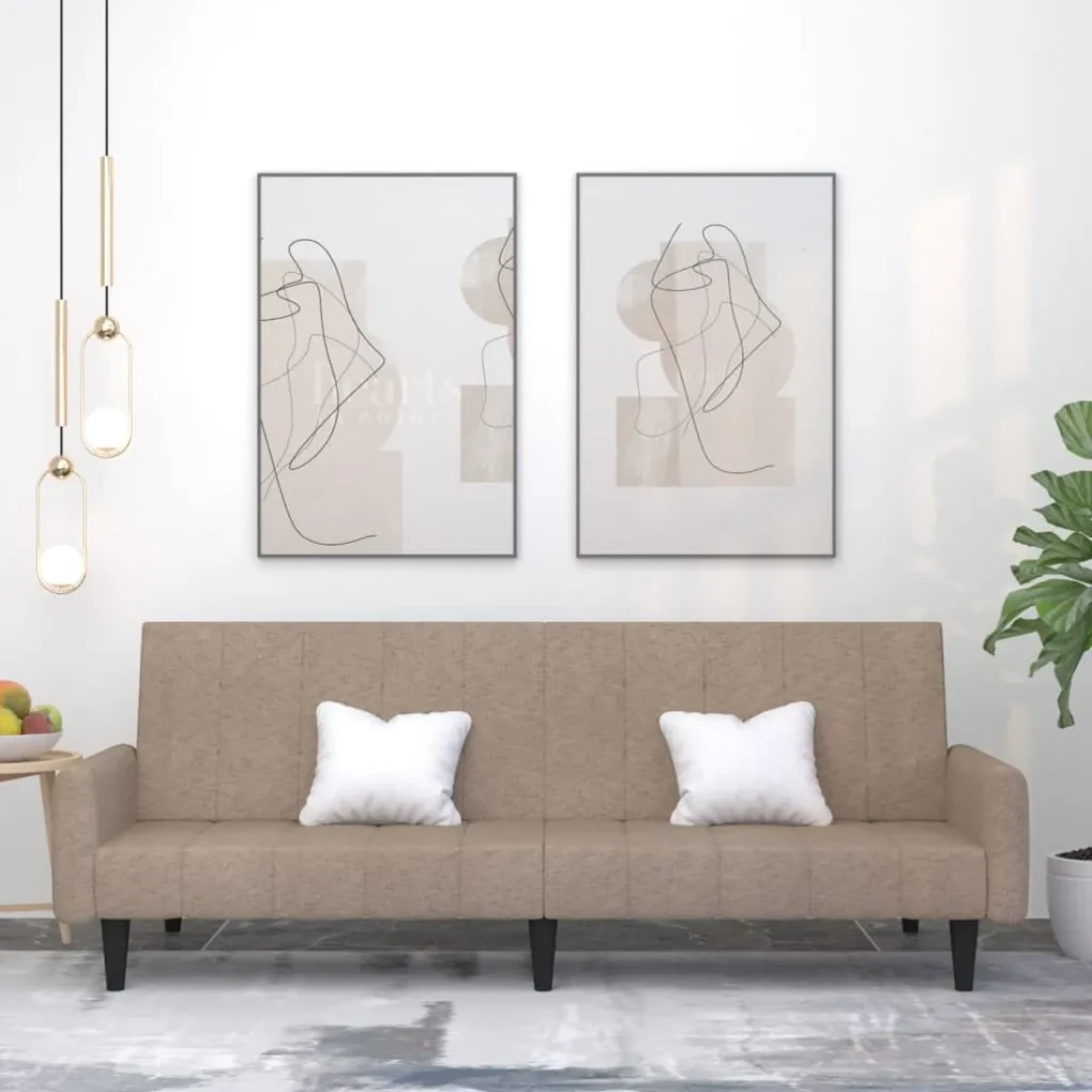 340666 vidaXL Canapea extensibilă cu 2 locuri, gri taupe, microfibră