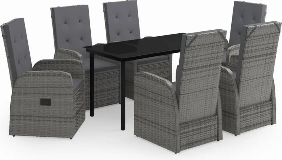 vidaXL Set de mobilier pentru grădină, cu perne, 7 piese, gri