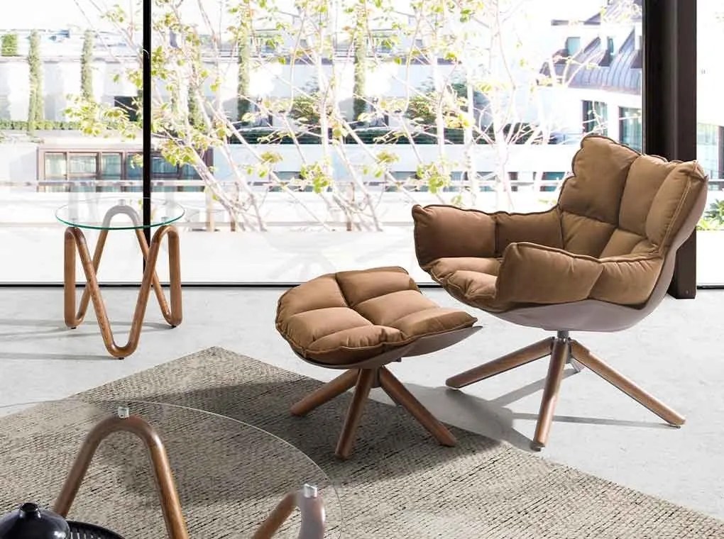 Masuta auxiliara design modern Walnut Round Corner