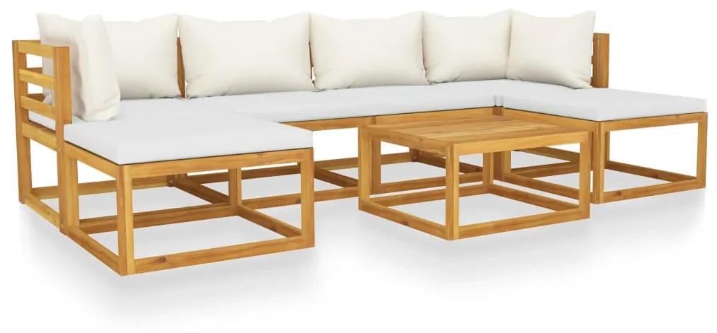 3057652 vidaXL Set mobilier de grădină cu perne crem, 7 piese, lemn de acacia