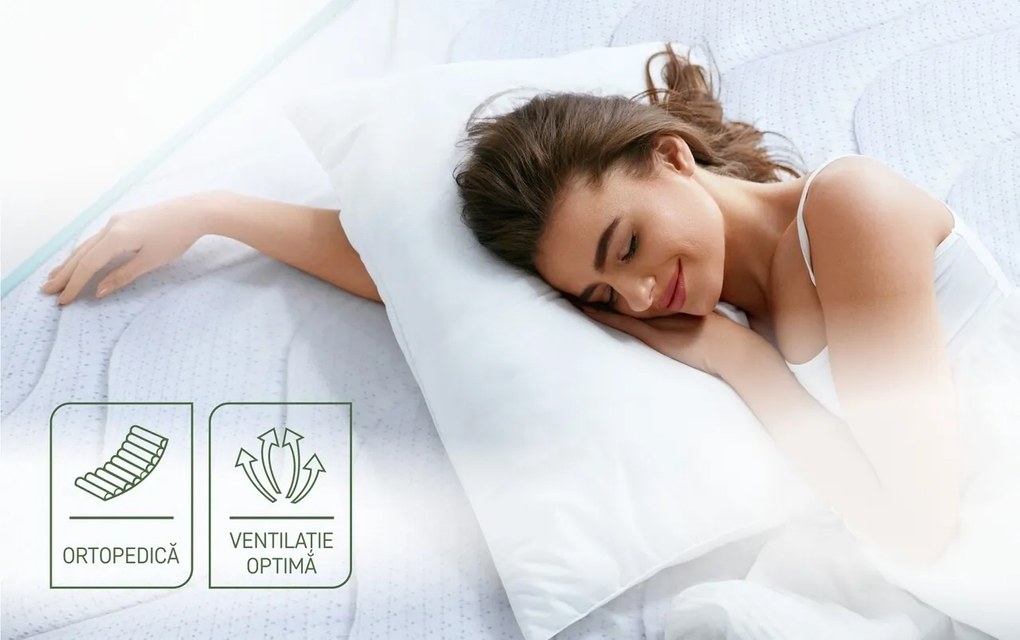 Saltea Argentum Therapy, Memory Arctic Gel, 120x190 cm, H 18 cm, Husa cu ioni de argint, Super Ortopedica, Anatomica