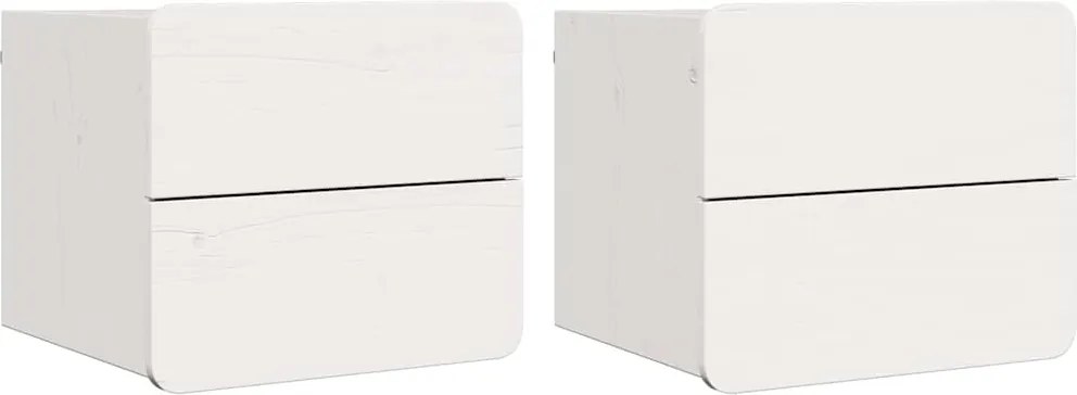 vidaXL Noptieră cu sertar 2 pcs Alb 39 x 34 x 33 cm Lemn masiv de pin