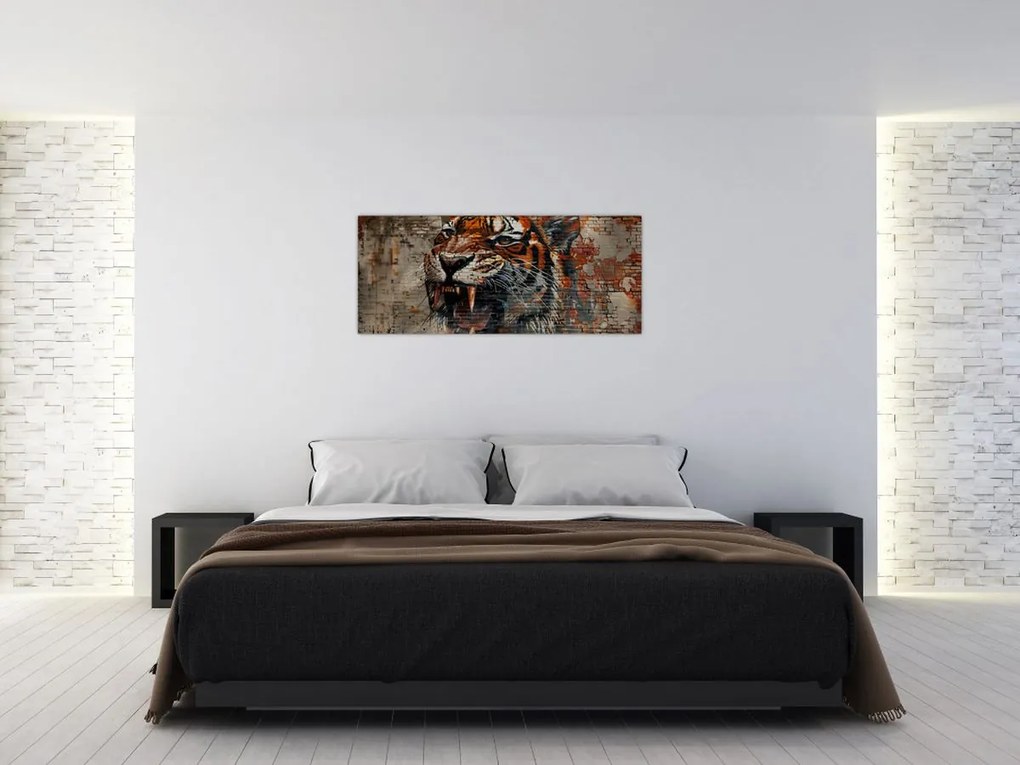 Tablou - Tigru din Cărămizi (120x50 cm)