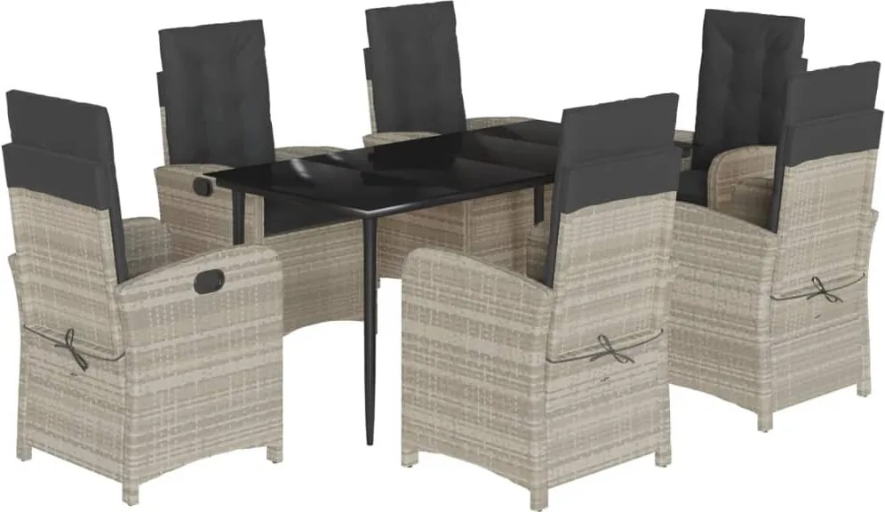 vidaXL Set mobilier de grădină cu perne, 7 piese gri deschis poliratan