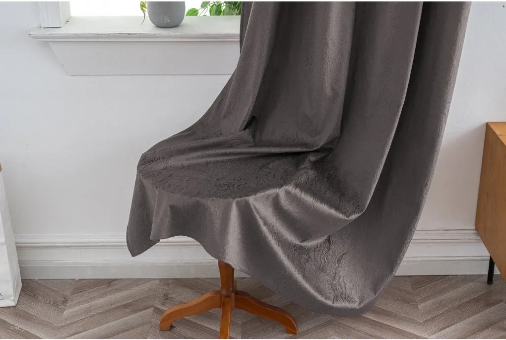 Draperie opaca DUNES VELVET 140x250 cm, gri inchis Agatat: Inele metalice