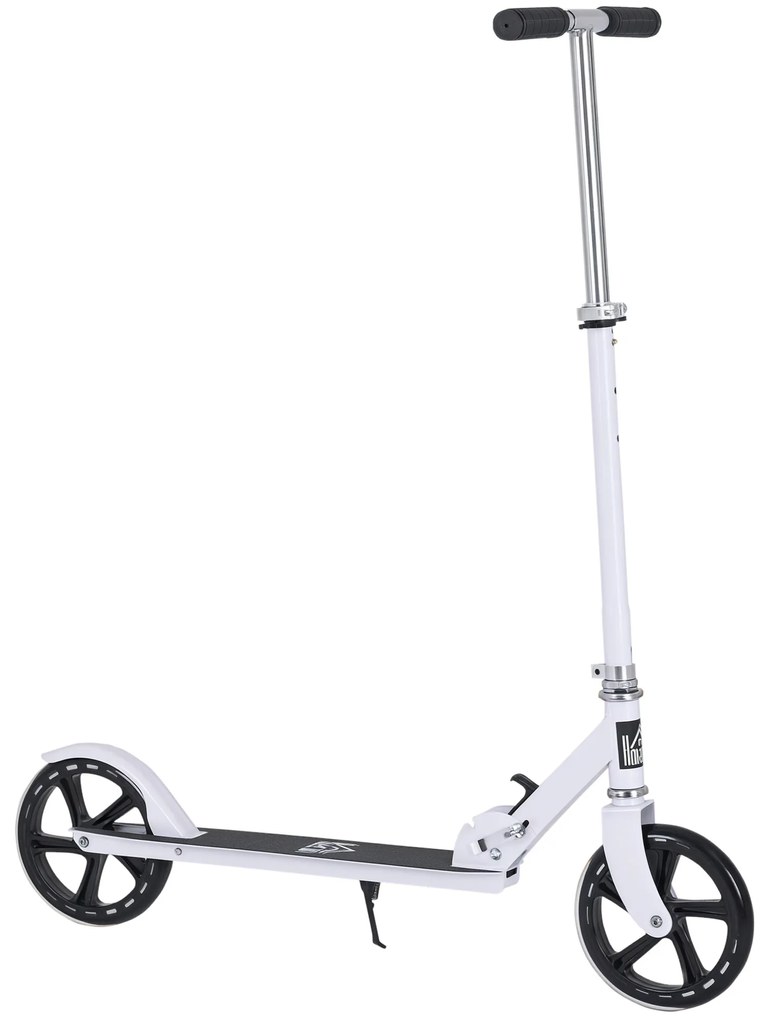 HOMCOM Trotinetă Pliabilă, Ghidon Reglabil pe 4 Nivele, Sistem de Frânare în Spate pentru Copii și Adolescenți, Greutate Max. 100 kg, Dim. 88L x 37l x 75-100H cm, Alb | Aosom Romania