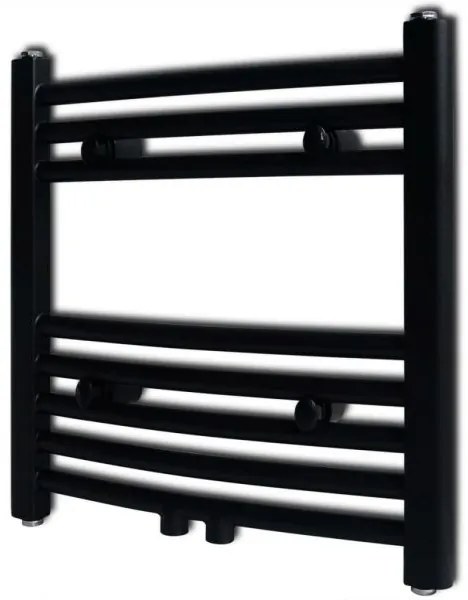 Radiator port-prosop încălzire baie, negru, 480x480 mm, curbat