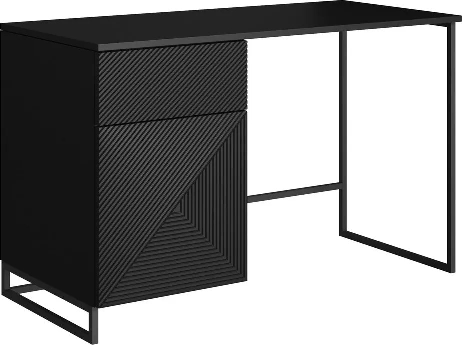 Birou Asha 120 cm cu sertar - negru mat / negru ardezie
