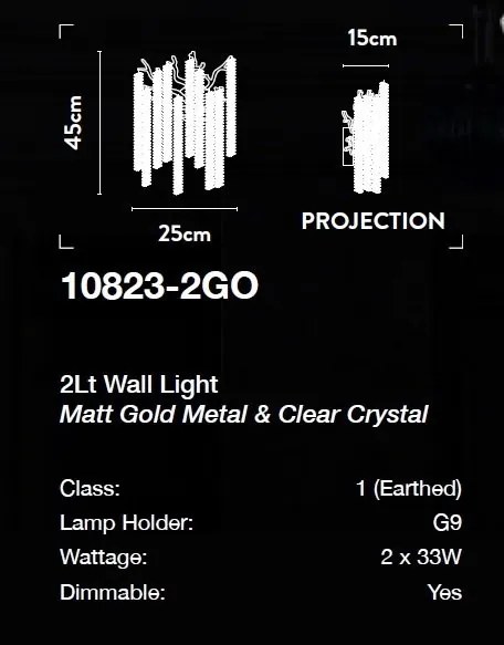 Aplica de perete cristal design lux elegant BELLE 2L