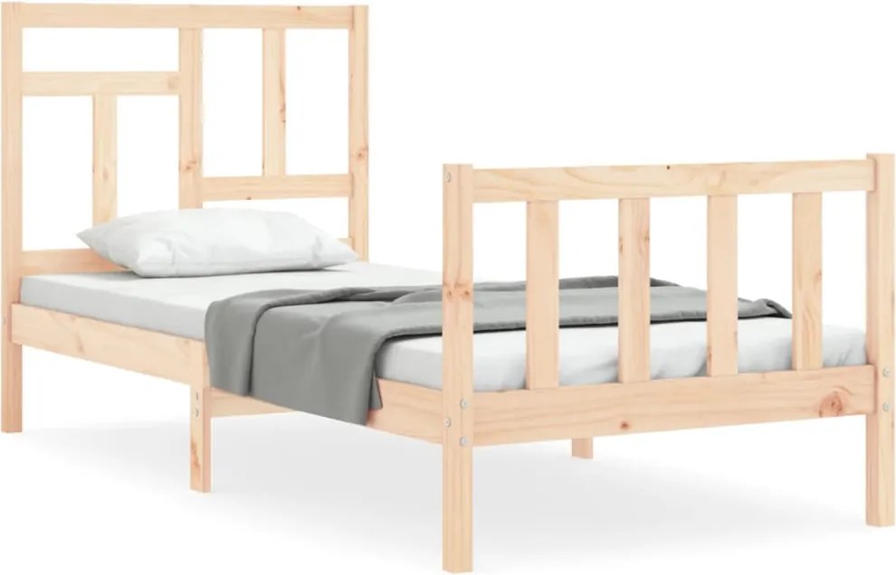 vidaXL Cadru de pat cu tăblie single, lemn masiv