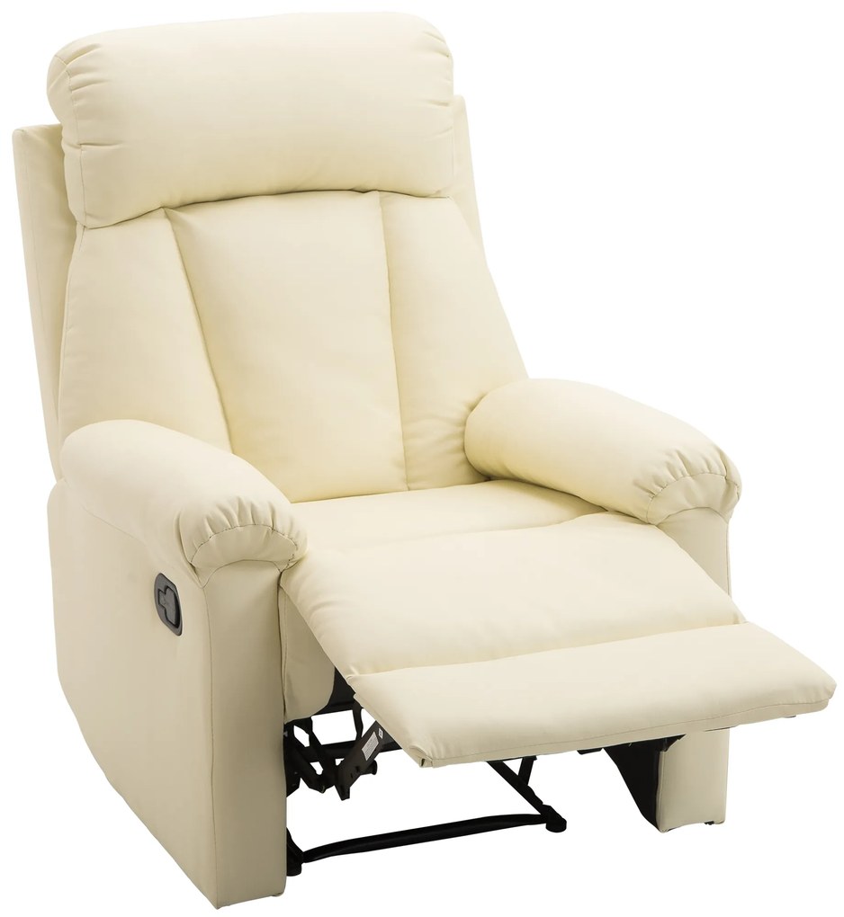 Fotoliu recliner cu spatar rabatabil HOMCOM, piele ecologica, 80×97×107cm | Aosom Romania