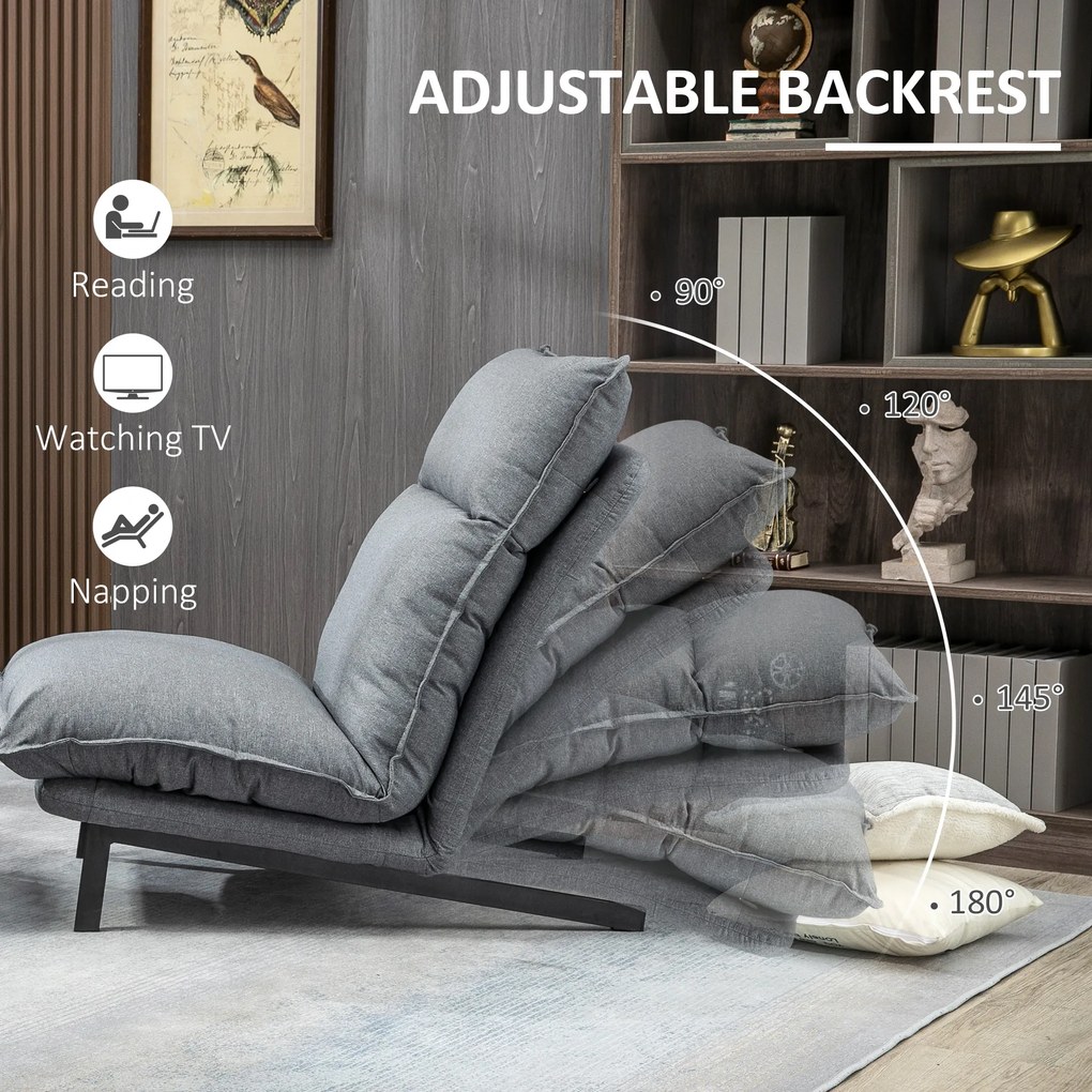 HOMCOM Fotoliu cu 4 nivele de relaxare cu fotoliu de picior cu otoman din material textil | Aosom Romania