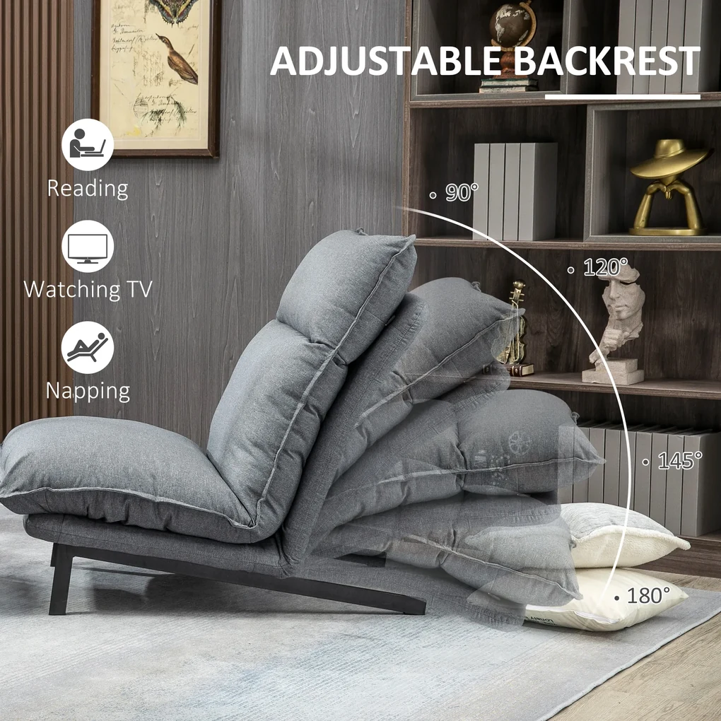 HOMCOM Fotoliu cu 4 nivele de relaxare cu fotoliu de picior cu otoman din material textil | Aosom Romania