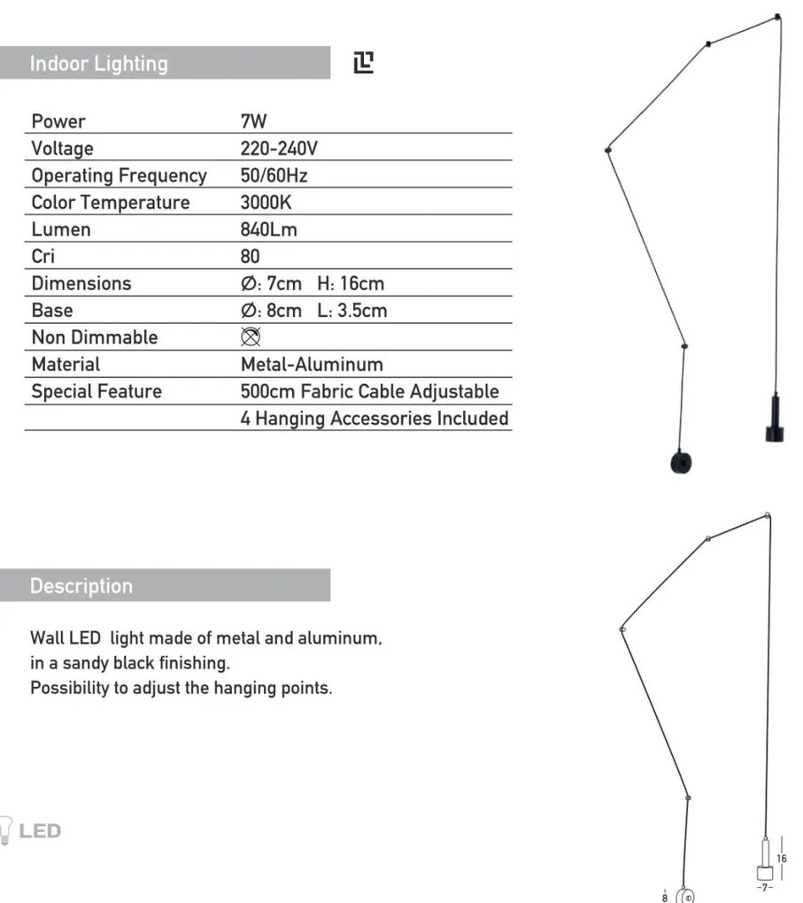 Aplica de perete tip pendul LED stil minimalist Olja