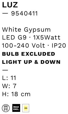 Aplica de perete ambientala din ghips Luz