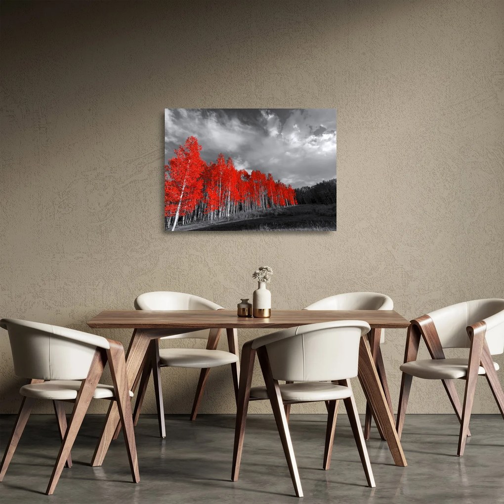 Tablou pe sticlă - Copaci în culorile toamnei (70x50 cm)