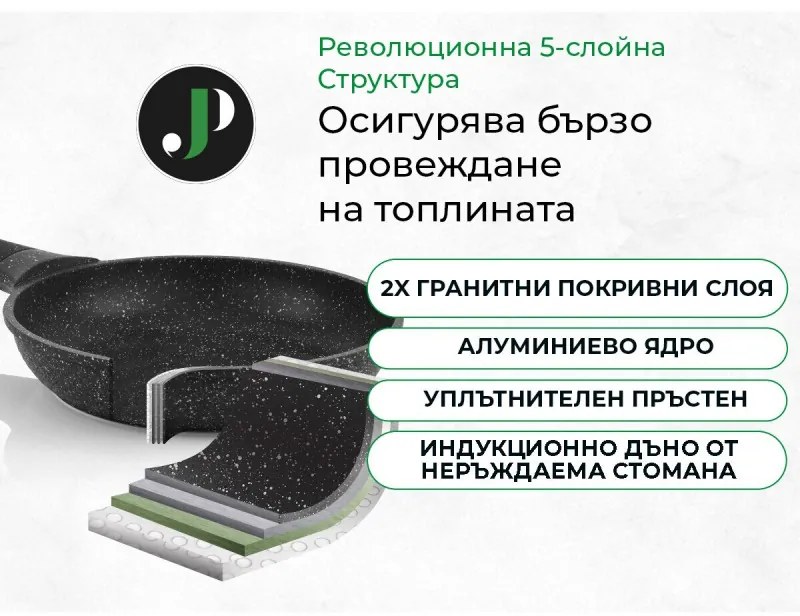 Set oale si tigaii Just Perfecto JL-32, 12 piese, Turnat, Acoperire din marmura, Inductie, Accesorii, Negru