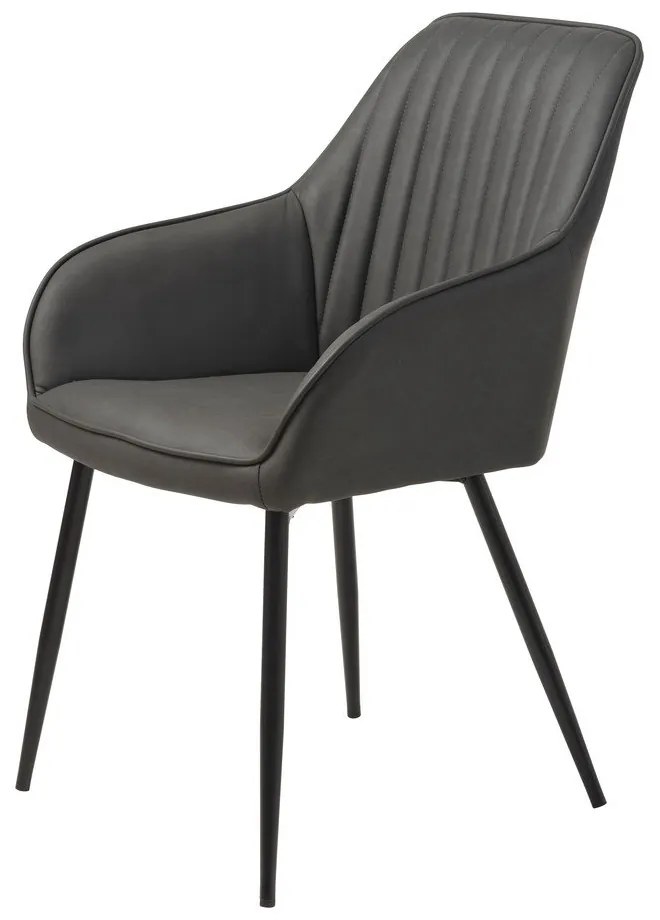 Set de scaune de sufragerie gri închis cu cotiere 2 buc. tapițat Nolan Stripe – Unique Furniture