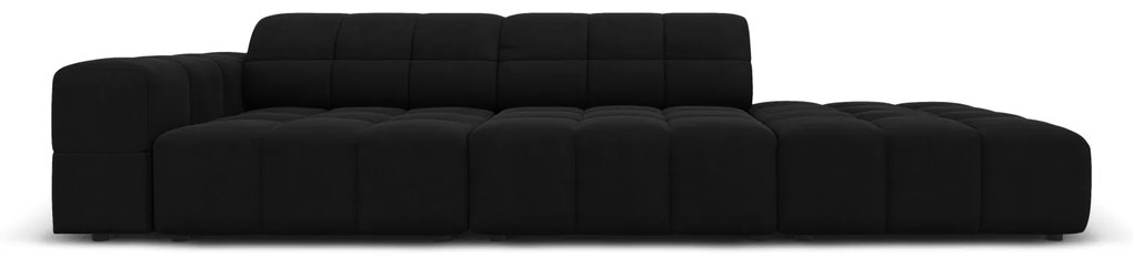 Canapea Jennifer cu colt pe partea dreapta si tapiterie din catifea, negru