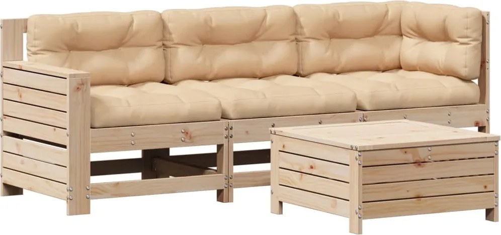 vidaXL Set mobilier de grădină cu perne, 4 piese, lemn masiv de pin