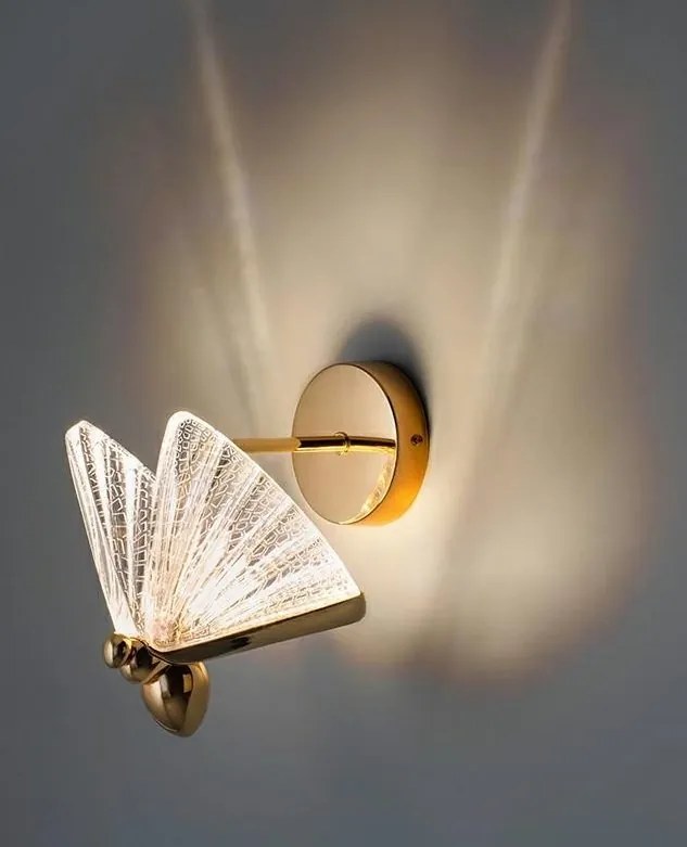 Aplica de perete LED design modern Fluture S auriu