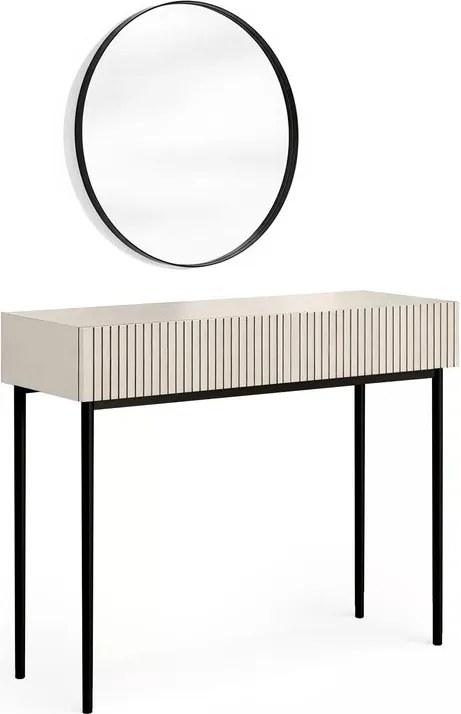 Masa de toaletă cu oglindă neagră Nicole 60 cm - cașmir / picioare negre