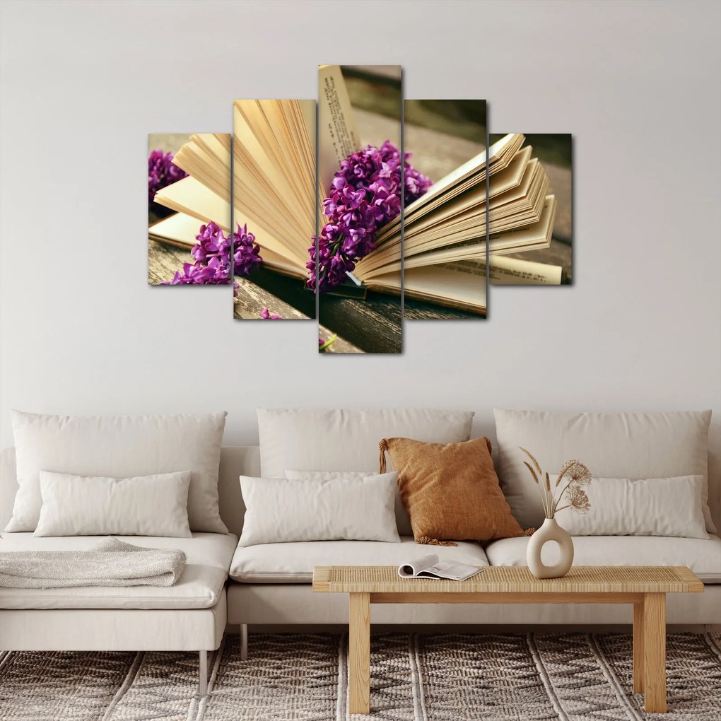 Tablou cu cartea și lavanda (150x105 cm)