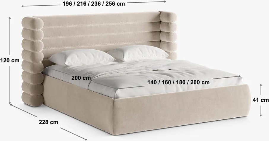 Pat matrimonial maro tapițat cu spațiu de depozitare cu somieră 200x200 cm Mount – Micadoni
