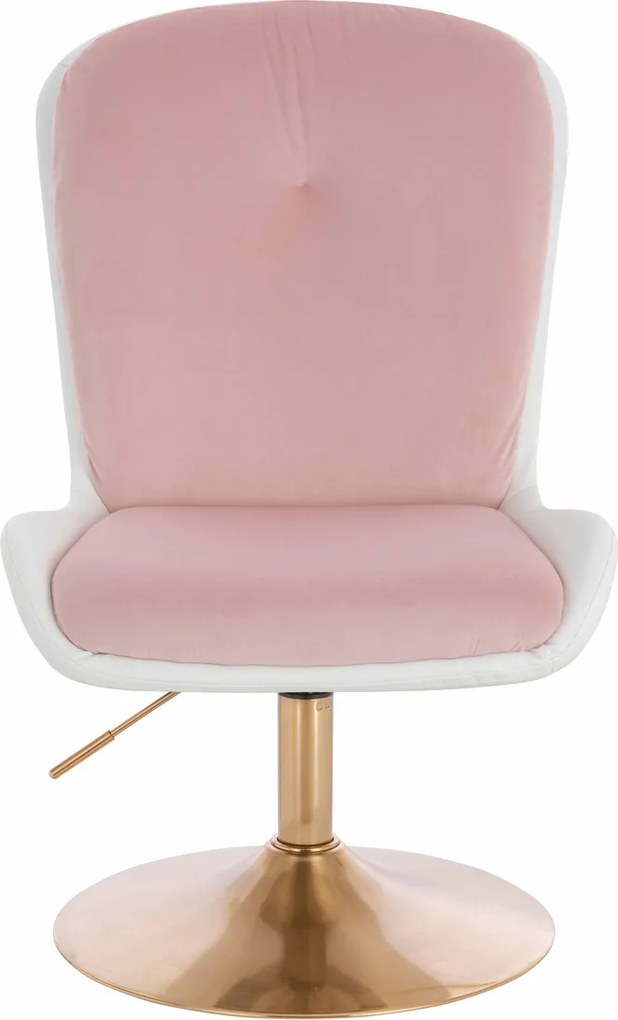 HR690N Scaun Velvet&amp;soft Piele Pu Roz Pudră/Alb Bază Aurie