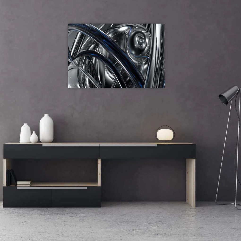 Tabloul cu abstracție gri cu albastru (90x60 cm)