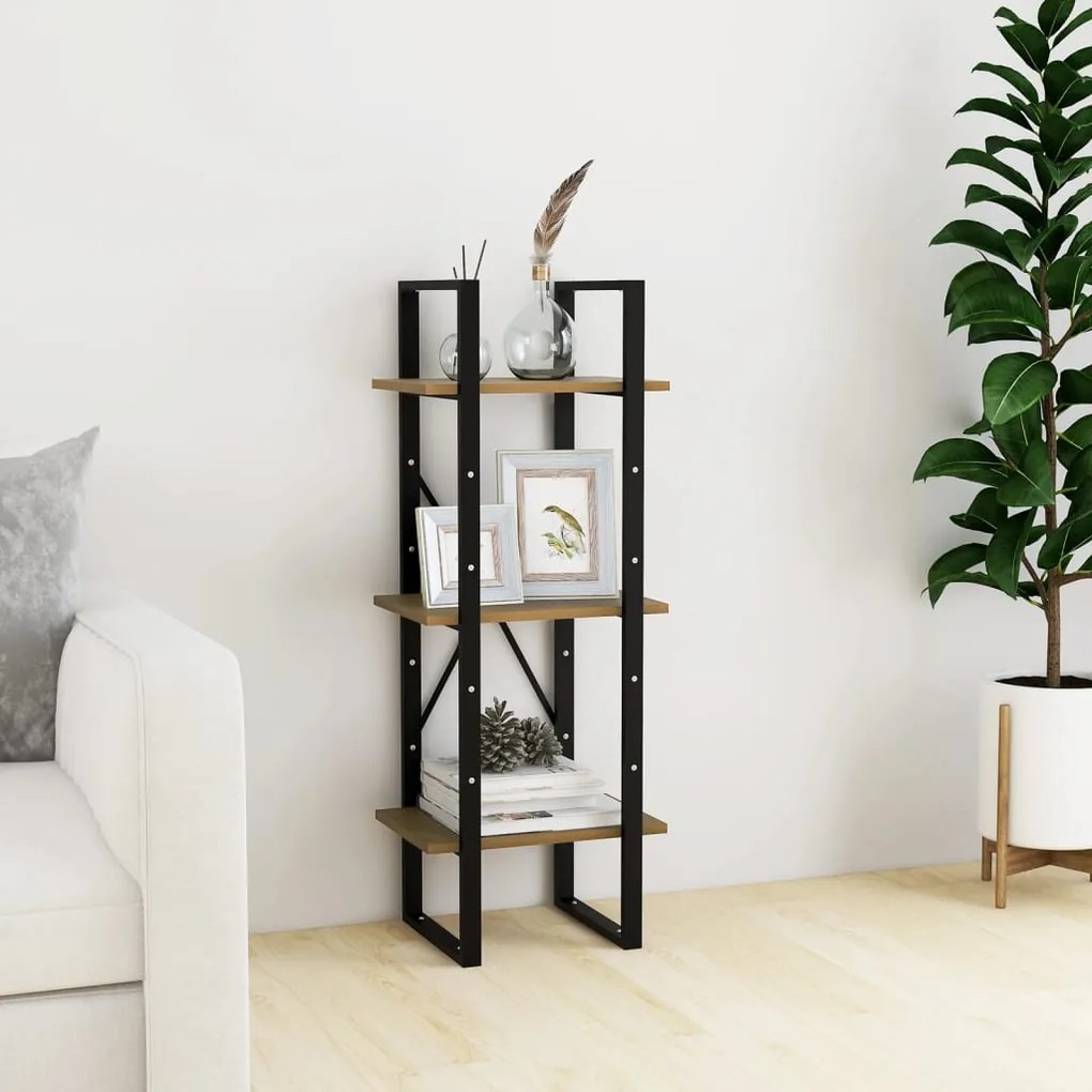 806495 vidaXL Bibliotecă cu 3 rafturi maro miere 40x30x105 cm lemn masiv pin