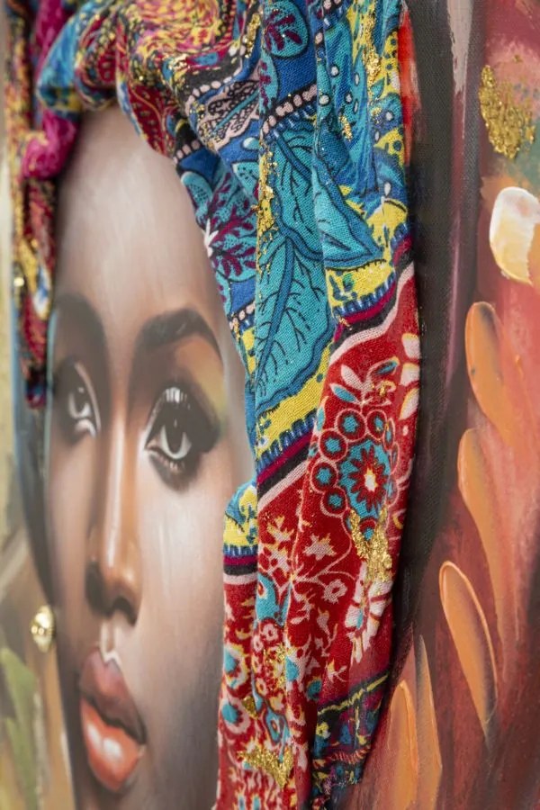 Tablou multicolor din panza si lemn de brad, 82 x 122 x 4,5 cm, Deva B Mauro Ferreti