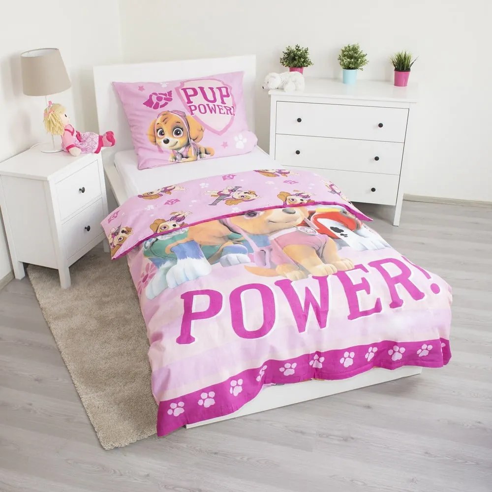 Lenjerie de pat pentru copii din bumbac pentru pat de o persoană 140x200 cm Paw Patrol – Jerry Fabrics