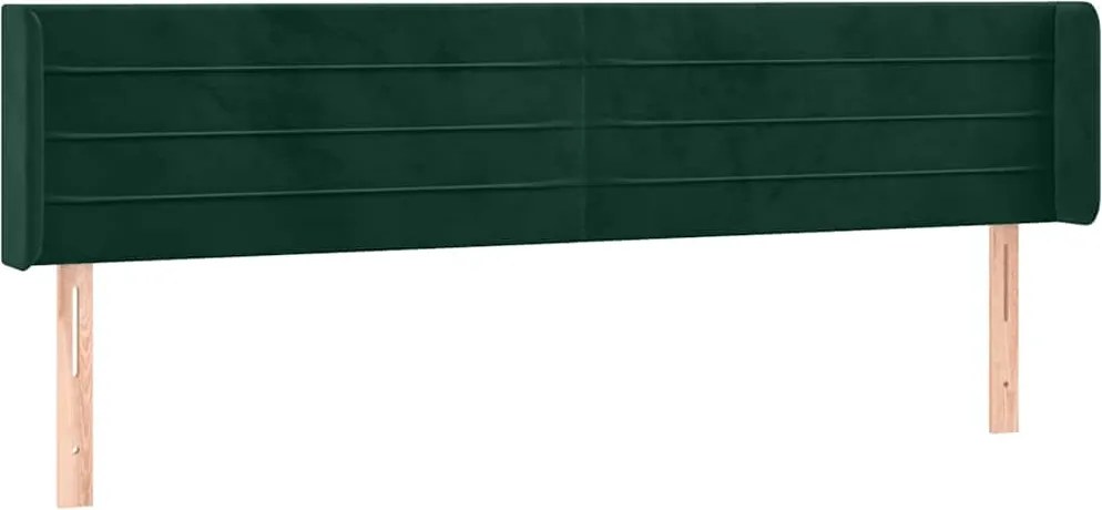 vidaXL Tăblie de pat cu aripioare verde închis 163x16x78/88 cm catifea