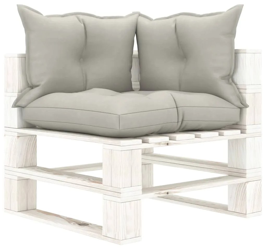 Set mobilier gradina din paleti, 7 piese, perne gri taupe, lemn taupe and white, 1