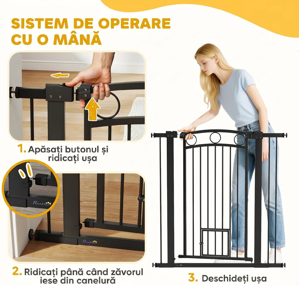 PawHut Poartă Reglabilă pentru Câini 76-104 cm, Înălțime 106 cm, cu 2 Extensii, Albă | Aosom Romania