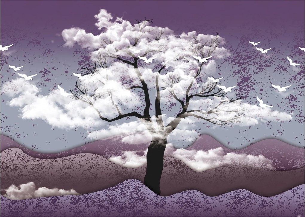 Tablou - Copac în nori (70x50 cm)