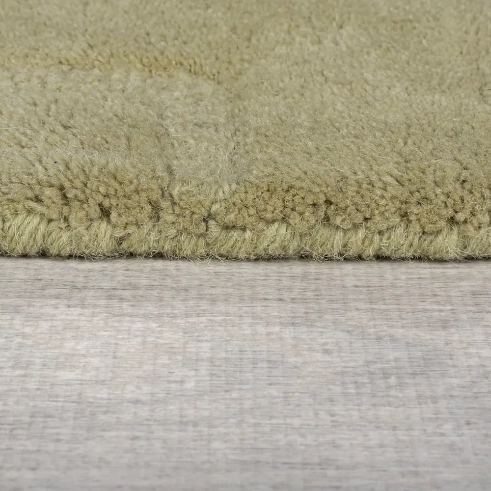 Covor kaki țesut manual rotund din lână ø 160 cm Mesmerise Sage – Flair Rugs