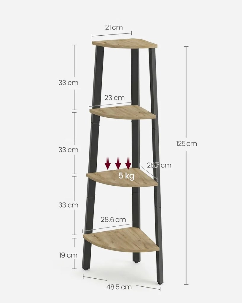 Raft de colt TAYLOR ARTISAN 4 polite, 125x34cm