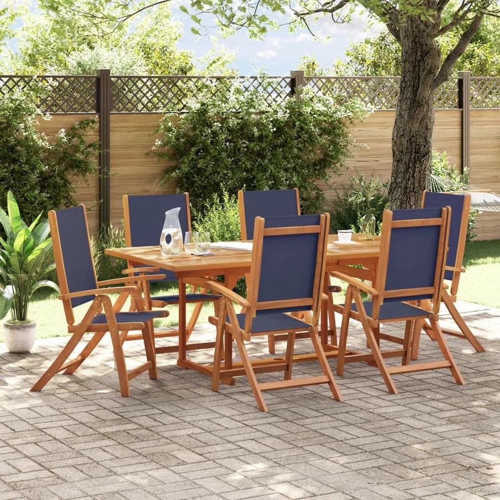 vidaXL Set mobilier de grădină, 7 piese, lemn masiv acacia/textilenă