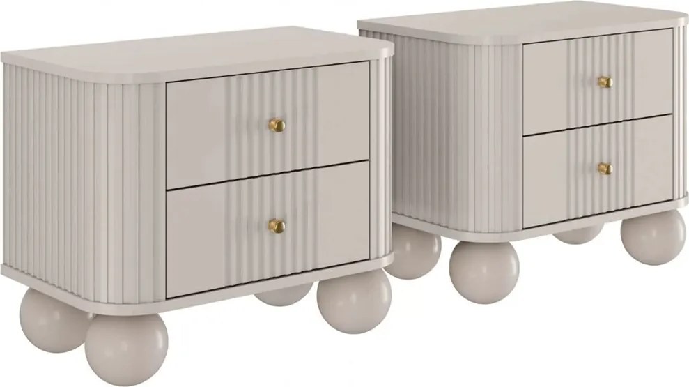 Set noptiere Vesper 56 cm - cașmir / mânere aurii / picioare rotunde