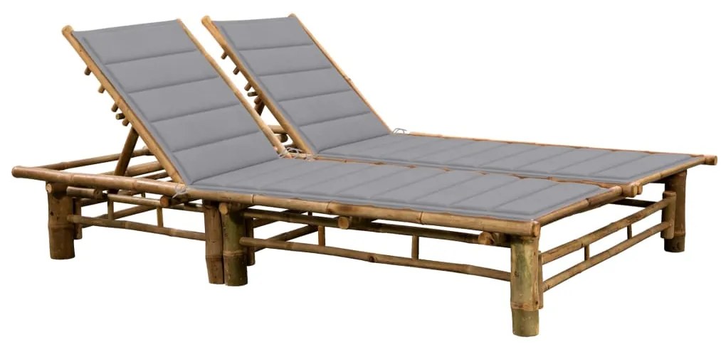 vidaXL Șezlong de 2 persoane, cu perne, bambus
