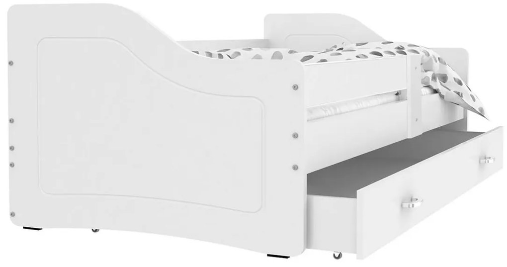 Expedo Pat pentru copii SWAN P1 COLOR + saltea + somieră GRATIS, 180x80, alb/alb