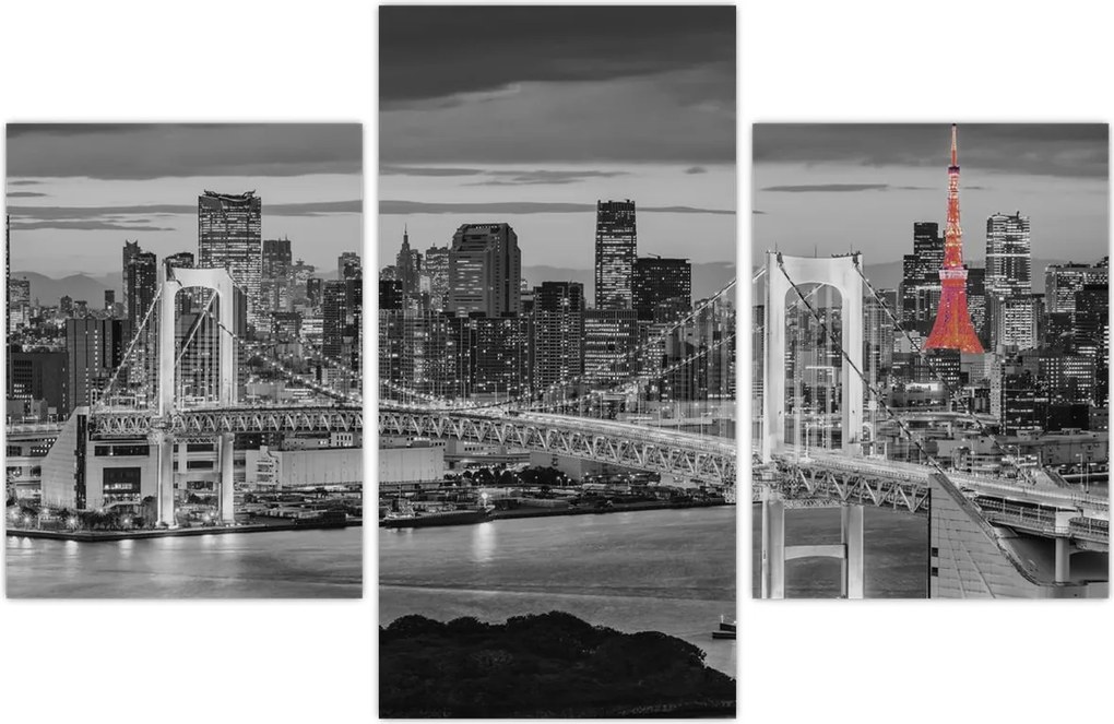 Tablou - Oraș mare cu un turn roșu (90x60 cm)