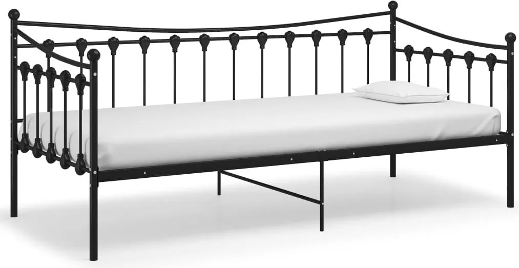 vidaXL Cadru de pat canapea, negru, 90x200 cm, metal