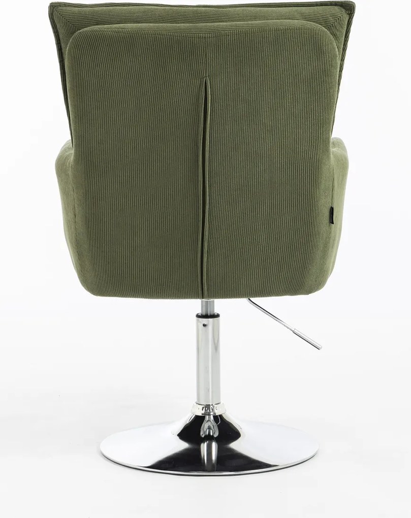 HR250N Scaun Catifea Reiată Premium culoare verde salvie Bază Cromata