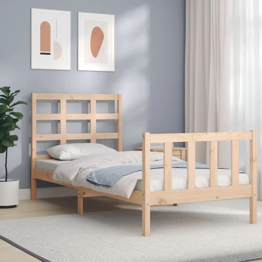 3192061 vidaXL Cadru de pat cu tăblie single mic, lemn masiv