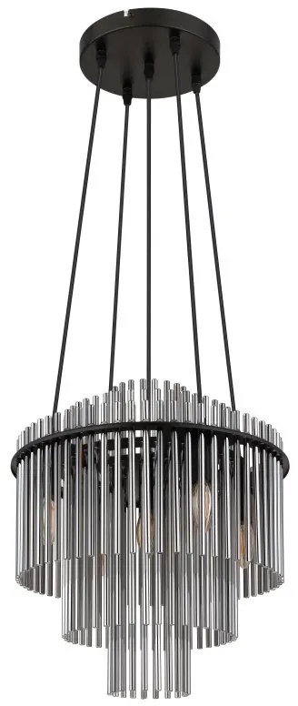Lustra suspendata, Metal Negru, Sticla Fumurie, GORLEY 15698H2 GL