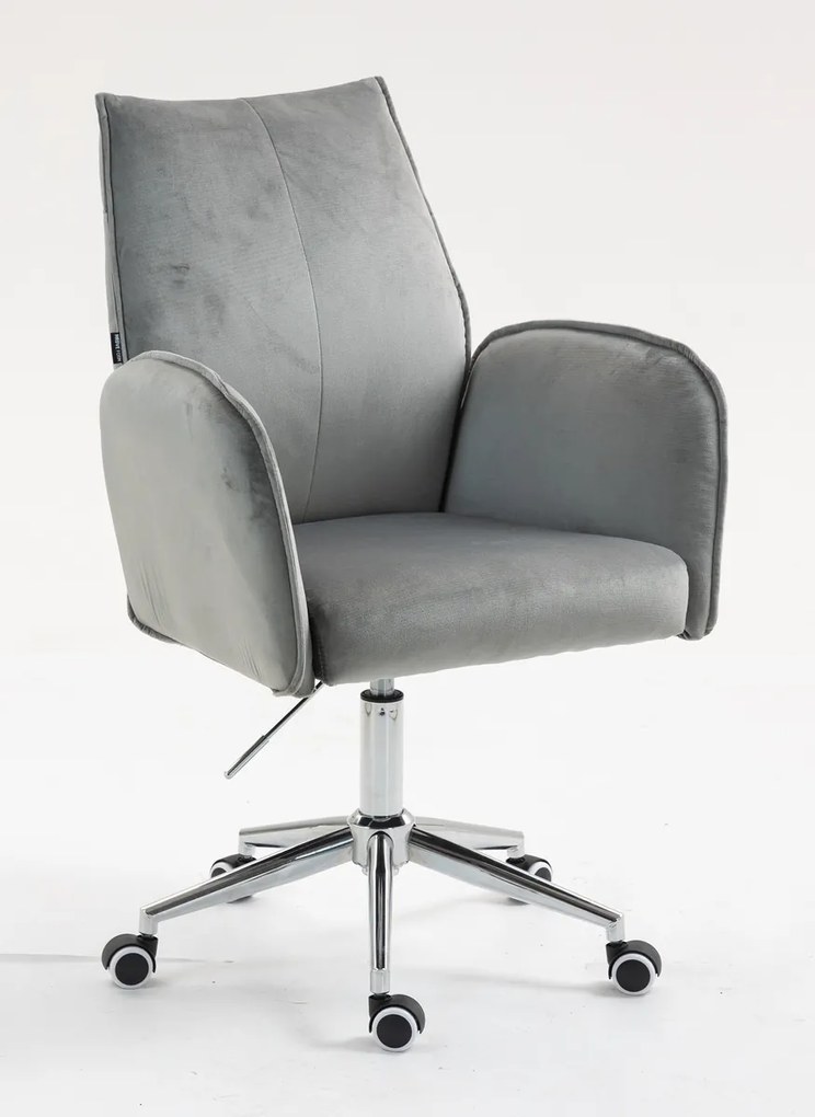 HR280K Scaun Gray din Catifea cu Bază Cromata