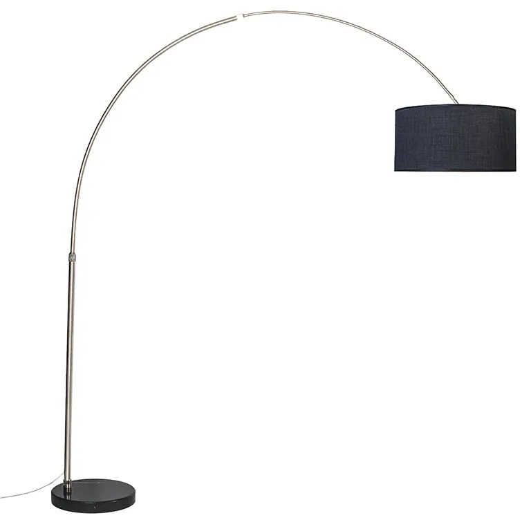 Lampă arc oțel abajur țesătură negru 50 cm - XXL